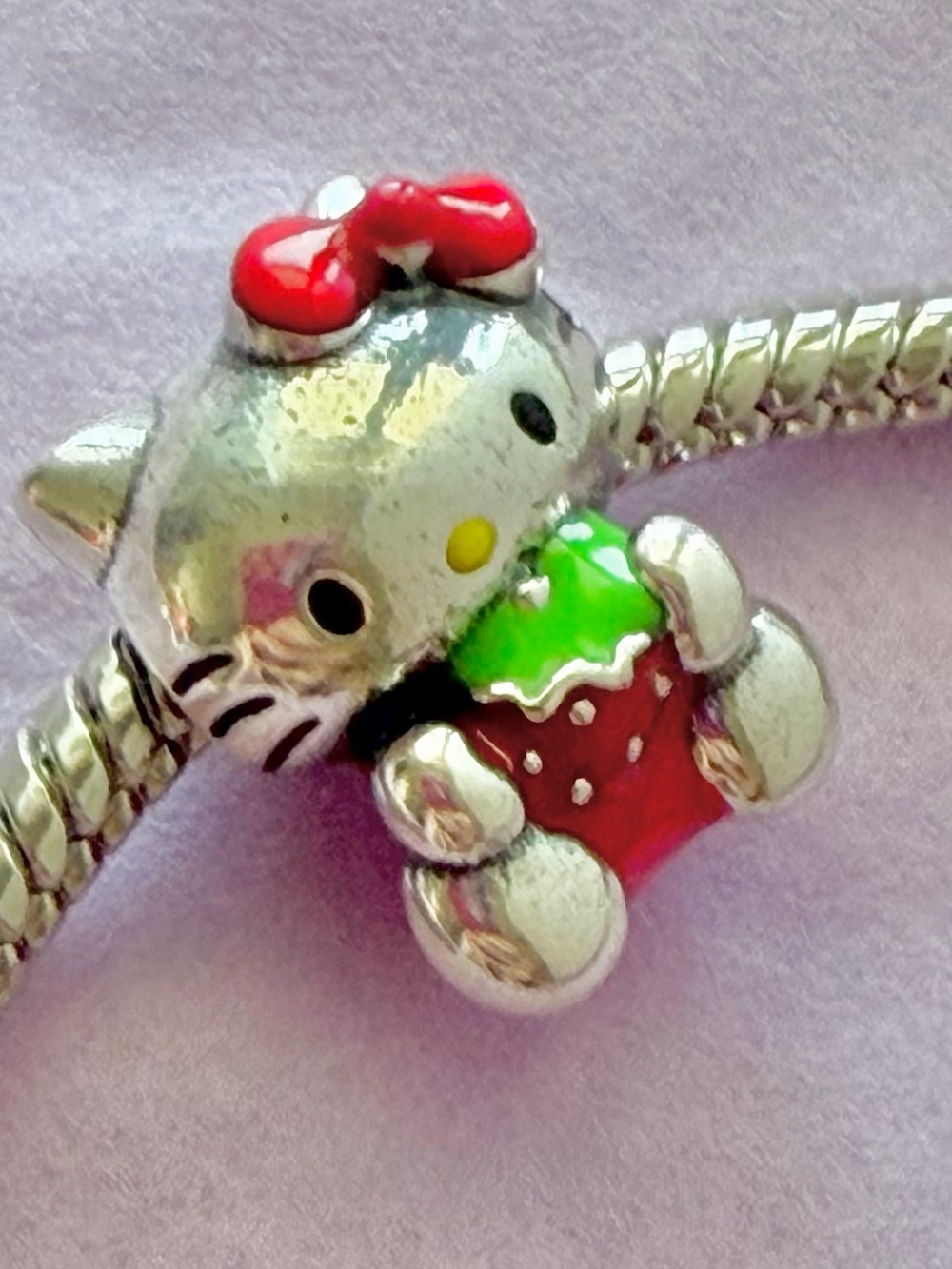Sanrio Hello Kitty with Strawberry .925 silver Pandora Style Charm